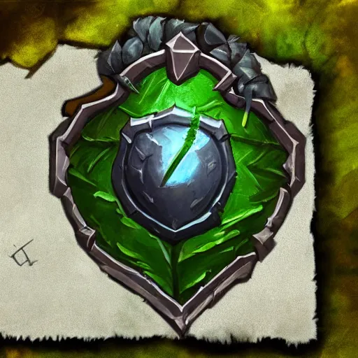 Prompt: green leaves shield, shield made of leaves, epic fantasy style, in the style of Greg Rutkowski, hearthstone artwork