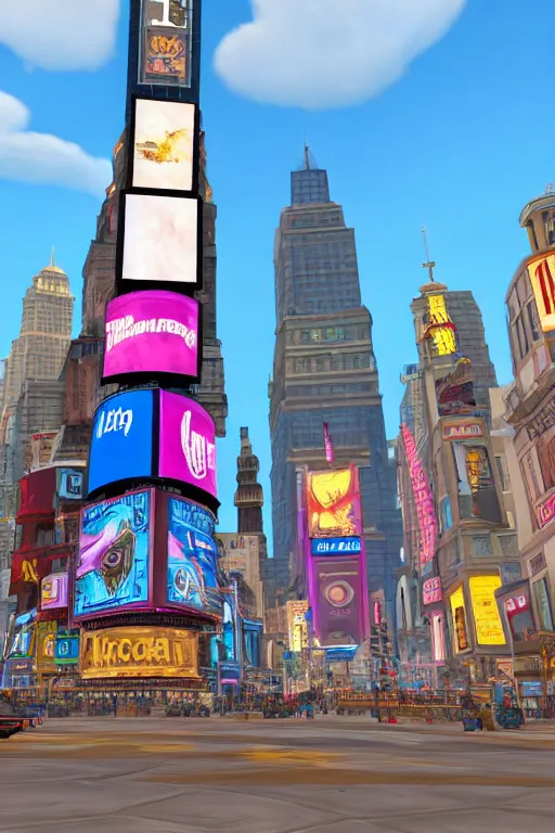 Image similar to Times Square in the style of Stormwind in World of Warcraft, unreal engine 8k resolution