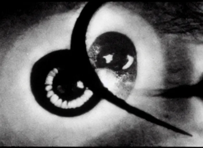 Image similar to slicing an eyeball, still photograph from the film un chien andalou ( 1 9 2 9 )