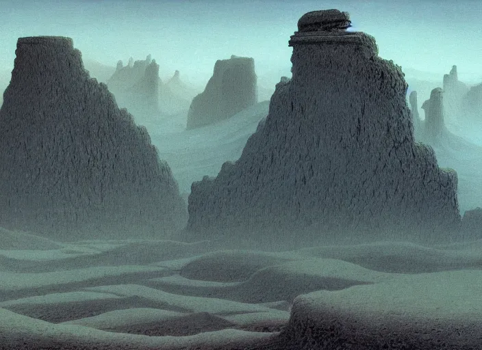 Image similar to A detailed matte painting of a landscape, detailed, immaculate scale, Zdzislaw Beksinski