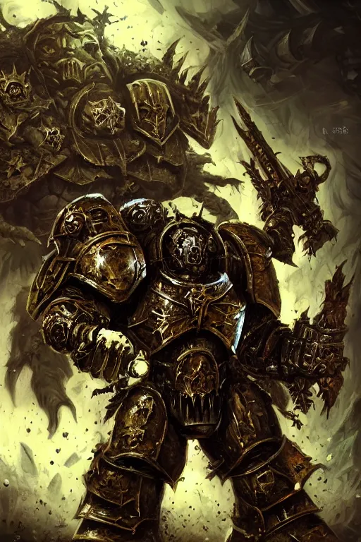 Image similar to chaos space marine, fantasy, warhammer, highly detailed, digital art, sharp focus, trending on art station, nurgle