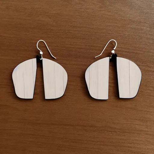 Image similar to lasercut segmented 2d wood earrings, graphic designs from the English Beat