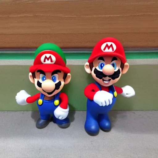 Image similar to mario and luigi with giant heads and tiny bodies