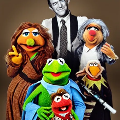 Prompt: the muppets as jedi knights