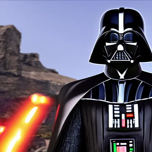 Image similar to Darth Vader in the style of GTAV