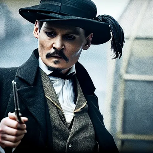 Image similar to Johnny Depp in Peaky Blinders very detail 4K quality super realistic