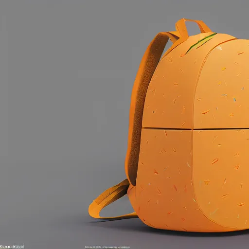Prompt: a backpack in mango fruit shape, digital art, artgem, octane render, artstation, hasselblad photo, 4 k resolution, fashion design, product photo