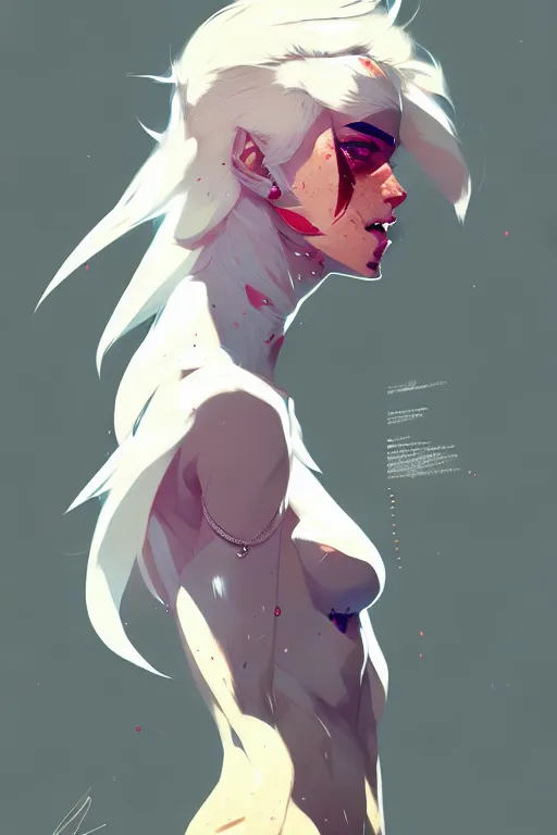 Prompt: an ultra detailed full body portrait of a young gorgeous white haired female character with vintage style, by conrad roset, greg rutkowski and makoto shinkai trending on artstation