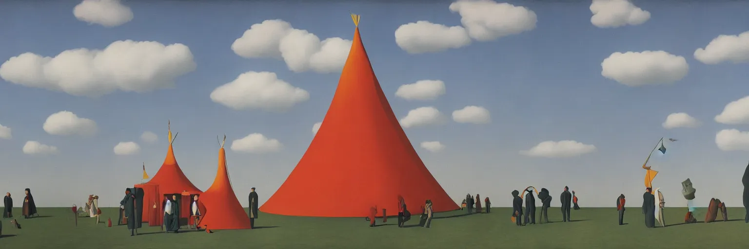 Image similar to circus tent painting magritte