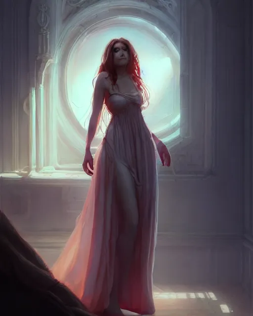 Prompt: the perfect woman wearing a nightgown, cinematic, stunning, highly detailed, digital painting, artstation, smooth, hard focus, illustration, art by jessica rossier and and brian froud