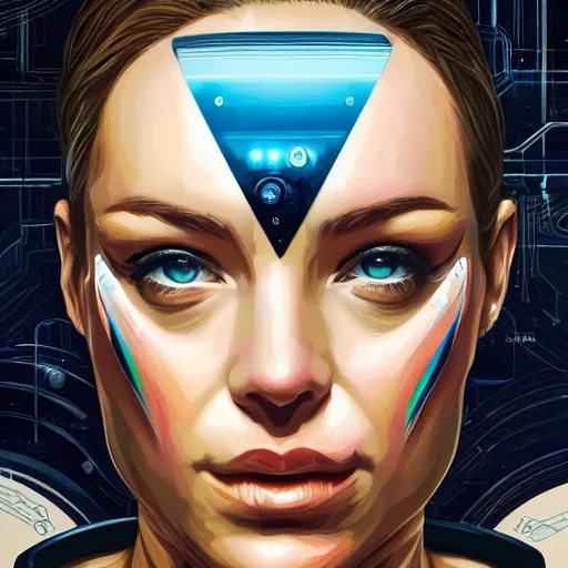 Image similar to a portrait of a female android, by Dan Mumford and Sandra Chevrier, 4k