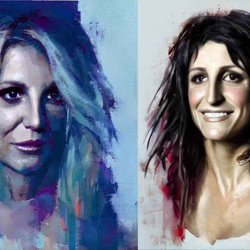 Image similar to britney spears and lisa edelstein morphed together, hybrid, jeremy mann painting