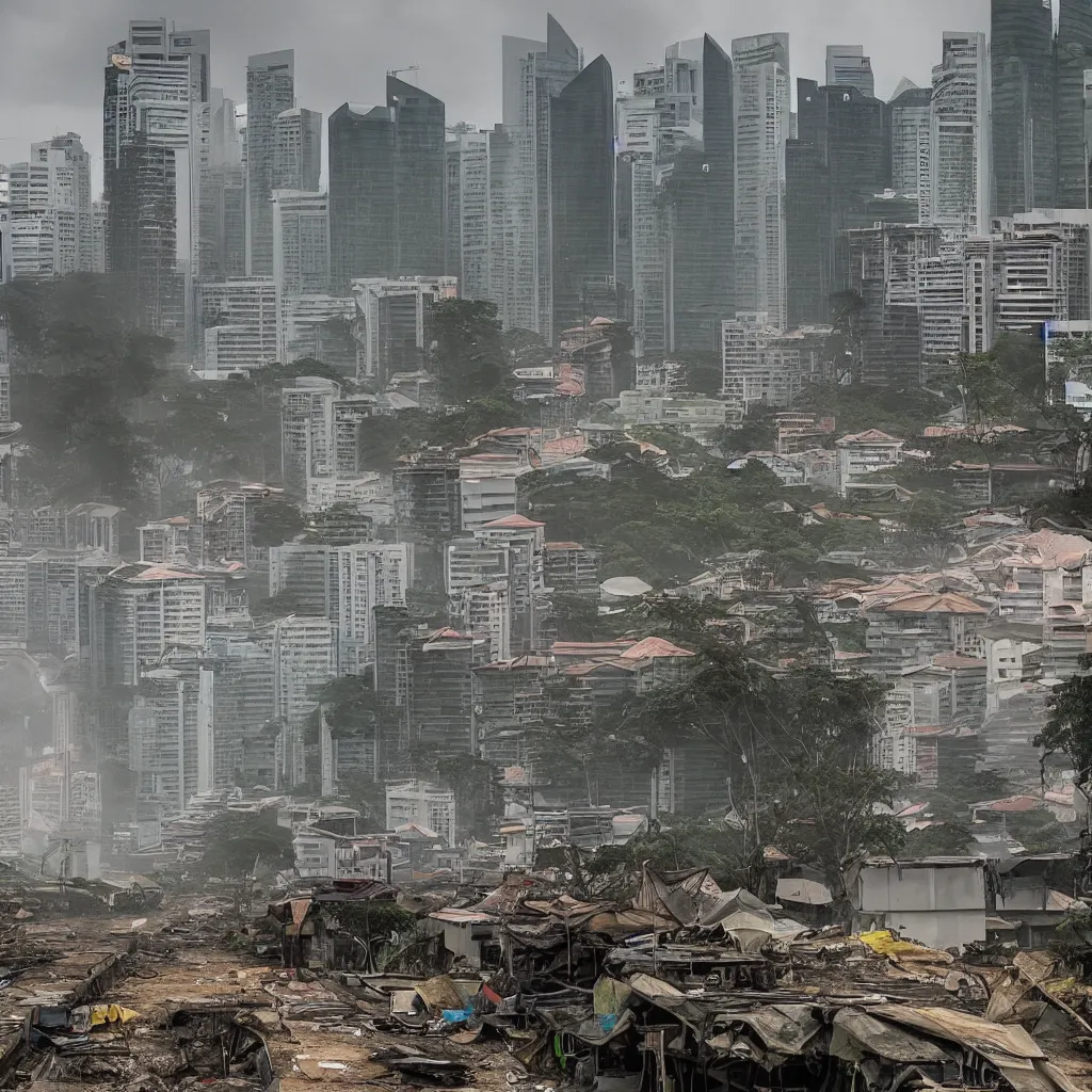 Prompt: singapore, post - apocalyptic