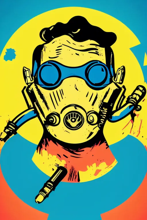 Image similar to fallout 7 6 retro futurist illustration art by butcher billy, sticker, colorful, illustration, highly detailed, simple, smooth and clean vector curves, no jagged lines, vector art, smooth andy warhol style