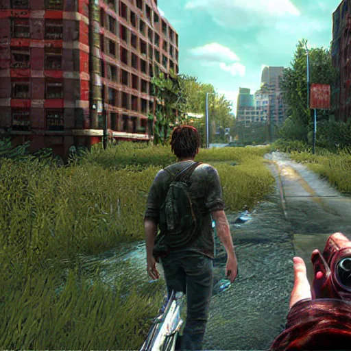 Image similar to the last of us, virtual boy screenshot