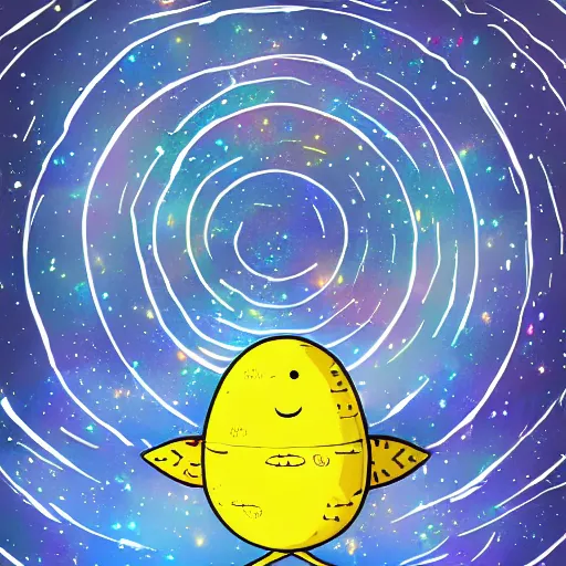 Prompt: a god of lemons in space, digital art