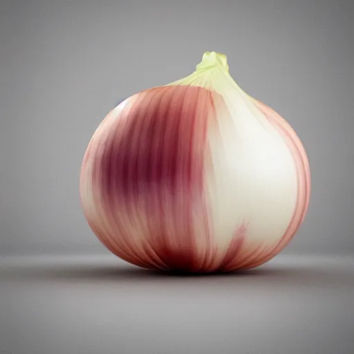 Image similar to 3d render, onion crying art, 2d