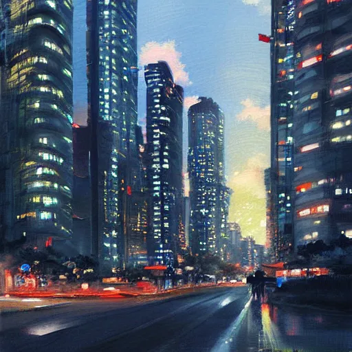 Prompt: makati city, fine art painting by makoto shinkai, featured on pixiv, deviant hd