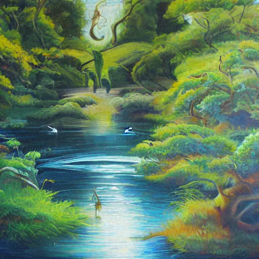 Image similar to The river of time, painting