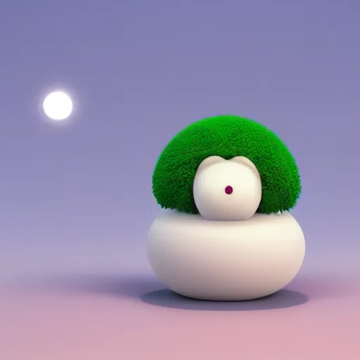 Image similar to portrait of a flavoured cute mochi snowball character with cannabis on the inside. octane 8 k render by eyvind earle