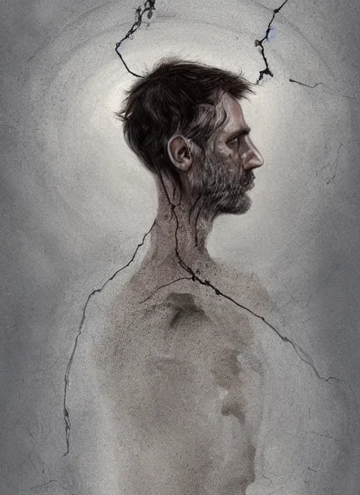 Image similar to a side profile portrait of a man with a opening hole into skull, hole in skull showing cobwebs, dust and rats, ( ( ( justin trudeau ) ) ), digital art, highly detailed, by alyssa monks and charlie bowater