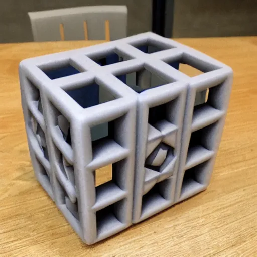 Prompt: photo of a 3 d printed companion cube