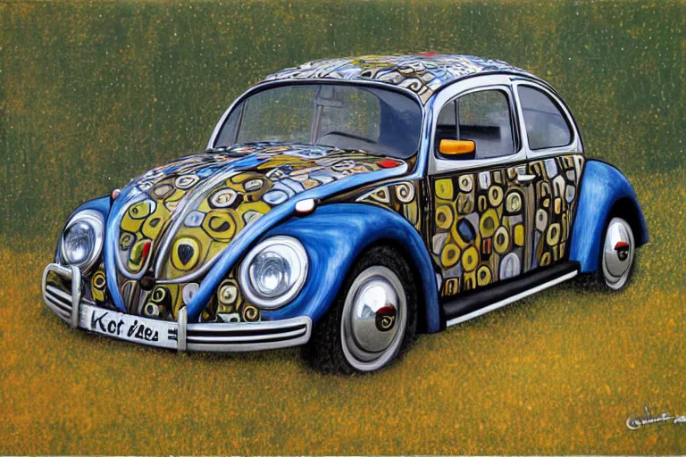 Image similar to gustav klimt vw beetle