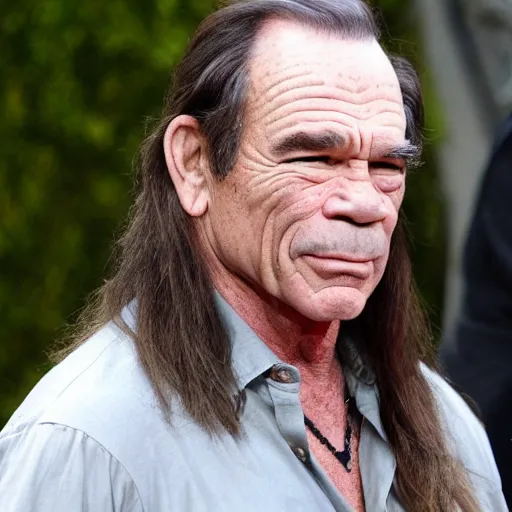 Image similar to tommy lee jones with very long hair, photograph