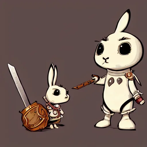 Prompt: bunny with helmet and sword by brian kesinger and james gurney, artstation