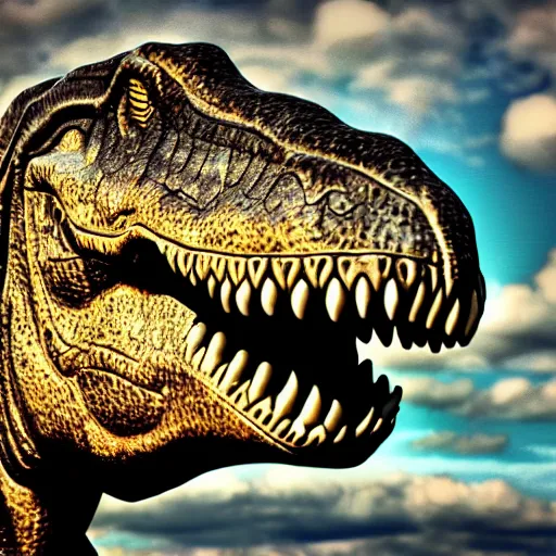 Image similar to dinosaur smoking a cigarette in their mouth realistic hdr professional shot