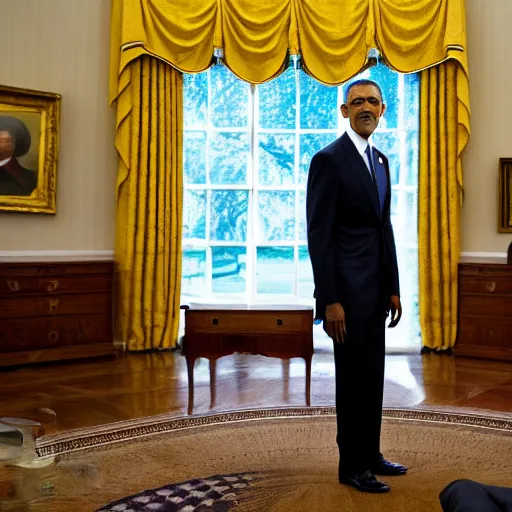 Prompt: Obama in the back rooms, HD Photograph, Found Footage