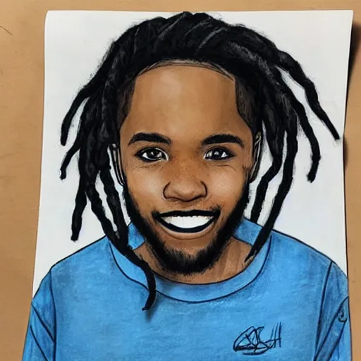 Image similar to a black boy with colored dread hair, sketch style