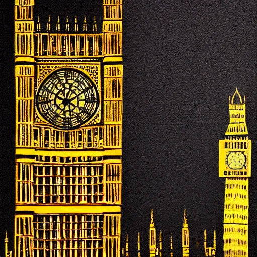 Prompt: Cartographism painting of Big Ben