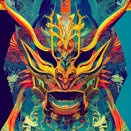 Image similar to Tristan Eaton, victo ngai, artgerm, Maximalism dragon mask