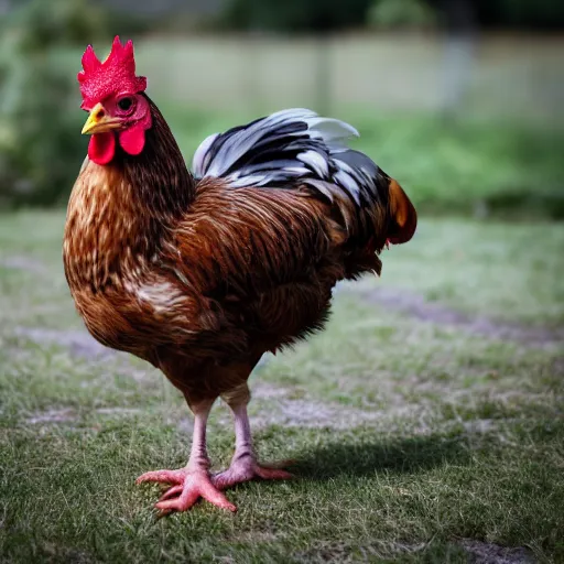 Image similar to a high quality photo of a chicken wearing a suit, Romanticism, 8k