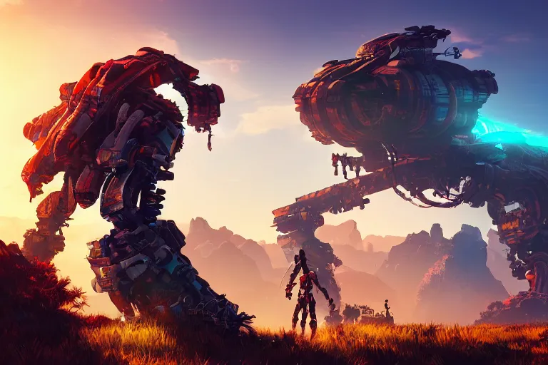 Image similar to scorcher machine mecanical creature robot of horizon forbidden west horizon zero dawn radiating a glowing aura global illumination ray tracing hdr fanart arstation by ian pesty and alena aenami artworks in 4 k