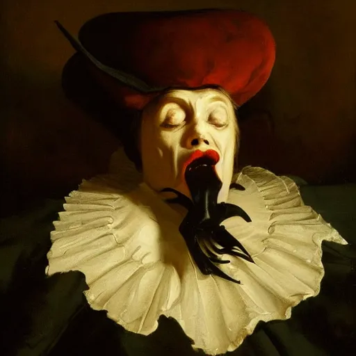 Image similar to oil painting portrait of (vampire) by hyacinthe rigaud, (Greg rutkowski) highly detailed fancy cake