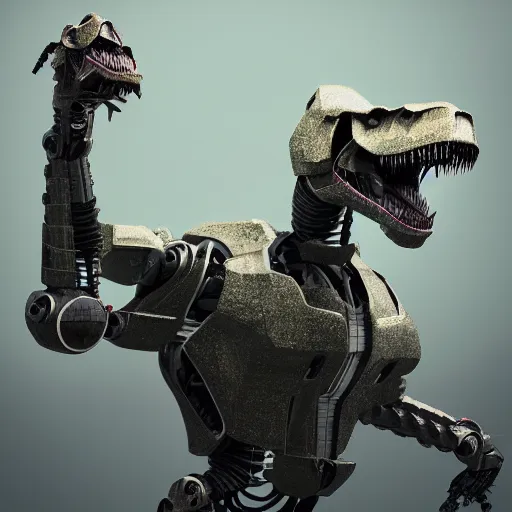 Image similar to a robot similar to a t-rex, octane render, 3D