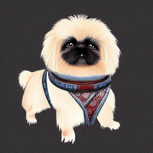 Image similar to A samurai pekingese dog, digital art, 8k, trending