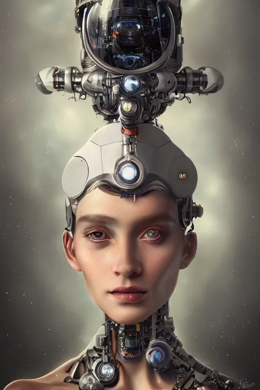 Prompt: a beautiful ultra detailed fine art portrait of a futuristic cyborg wearing a graduation hat, by tom bagshaw and anna dittman, studio lighting, golden ratio composition, 3 5 mm lens, cybernetic scifi, deep depth of field, artstation, 8 k