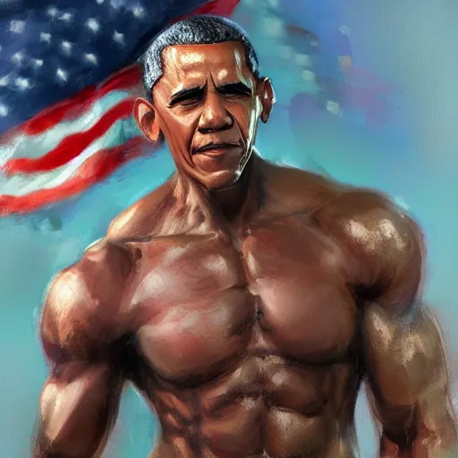 Image similar to muscular armored barack obama by daniel gerhartz, trending on art station