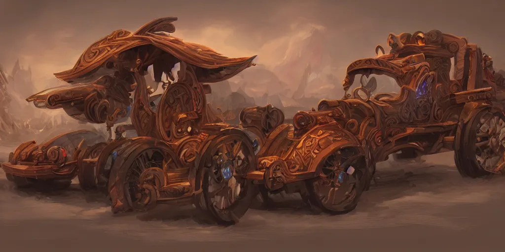 Prompt: A Car made of wood, art by World of Warcraft Art Direction, art station, concept art,