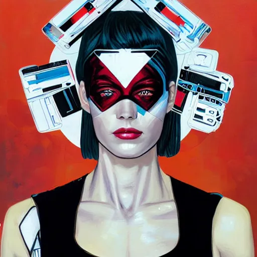 Image similar to portrait of a female android, by Sandra Chevrier and DC comics