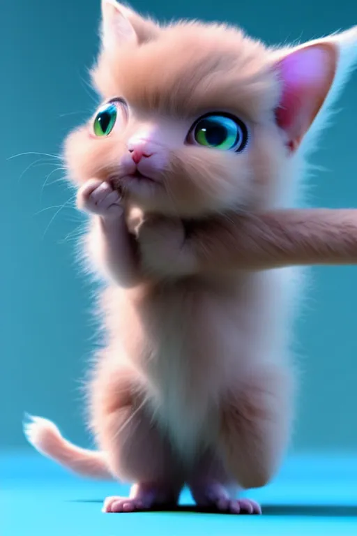 Prompt: high quality 3 d render hyperrealist very cute multipastel fluffy! cyclops cat tarsier hybrid with detailed fluffy wings!!, vray smooth, in the style of detective pikachu, hannah yata charlie immer, dramatic blue light, low angle, uhd 8 k, sharp focus