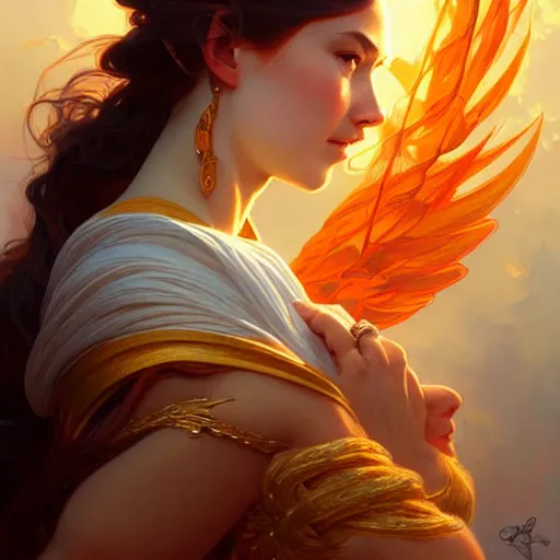 Prompt: portrait of a goddess of wind and fire, half body, perfect face, d & d, fantasy, intricate, elegant, highly detailed, digital painting, artstation, concept art, smooth, sharp focus, illustration, art by artgerm and greg rutkowski and alphonse mucha