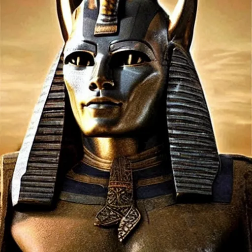 Prompt: heath ledger as the ancient egyptian god anubis