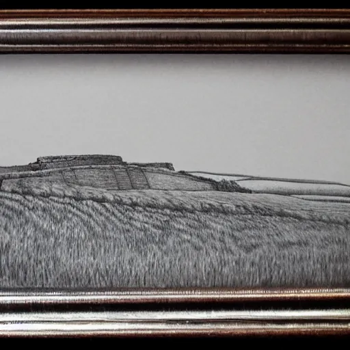 Image similar to pencil illustration of hadrian's wall