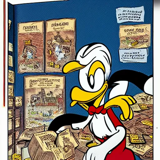 Prompt: The life and times of Scrooge mcDuck by Don Rosa