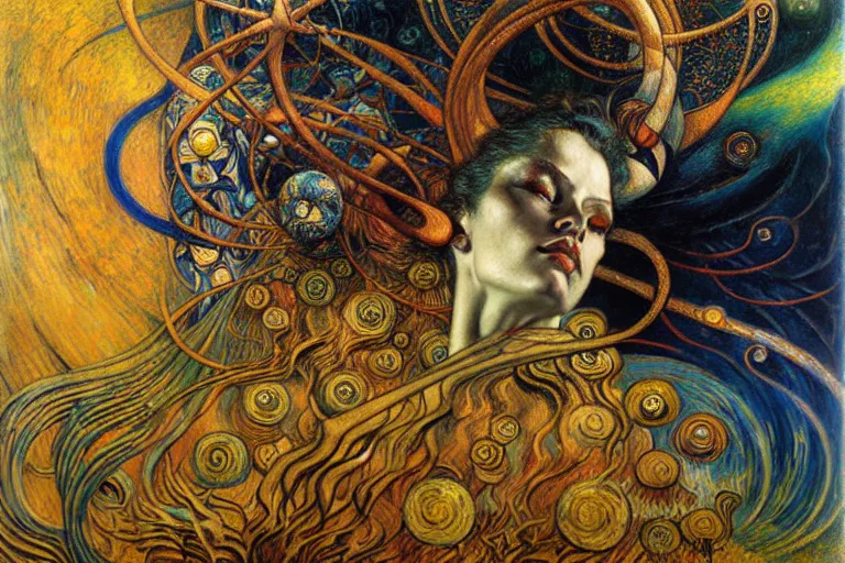 Image similar to Divine Chaos Engine by Karol Bak, Jean Delville, William Blake, Gustav Klimt, and Vincent Van Gogh, symbolist, visionary