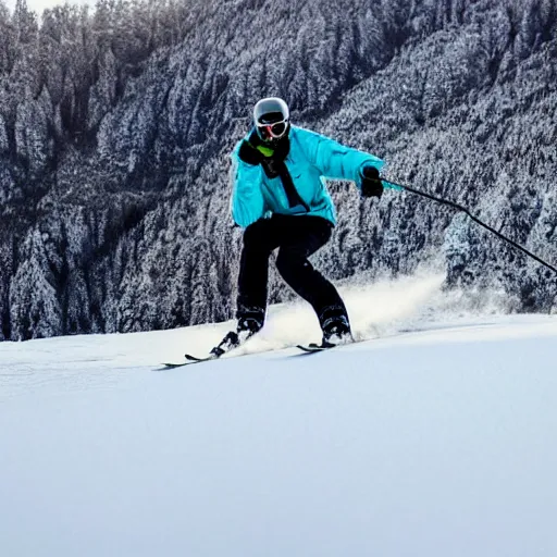 Image similar to photo of a guy skiing, the ground is all ice cream